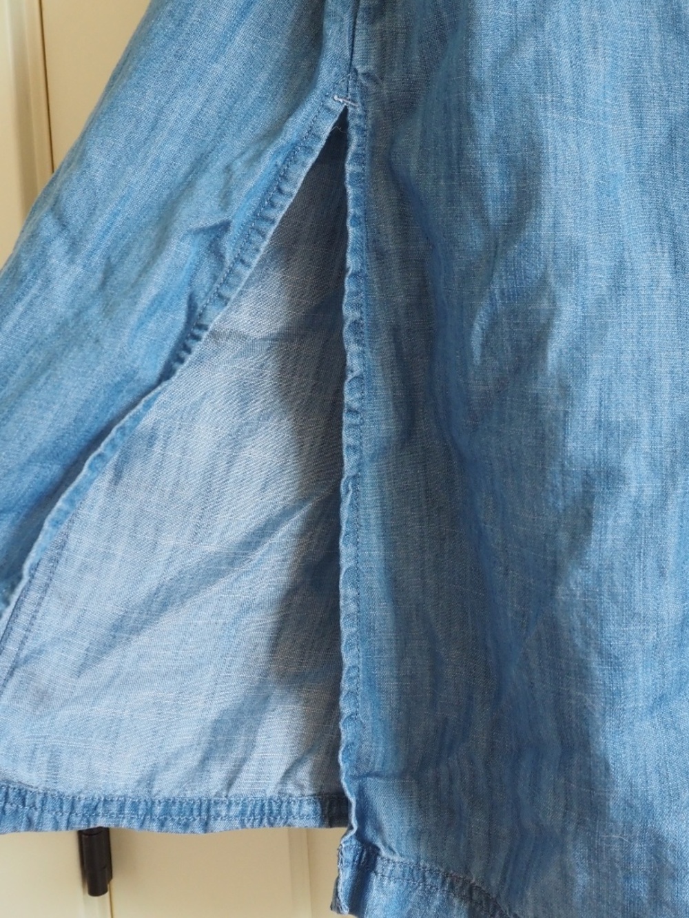 Lands' End Blue Lyocell Denim Short Sleeve Work Dress Tie Front Pockets Size S - Picture 6 of 9